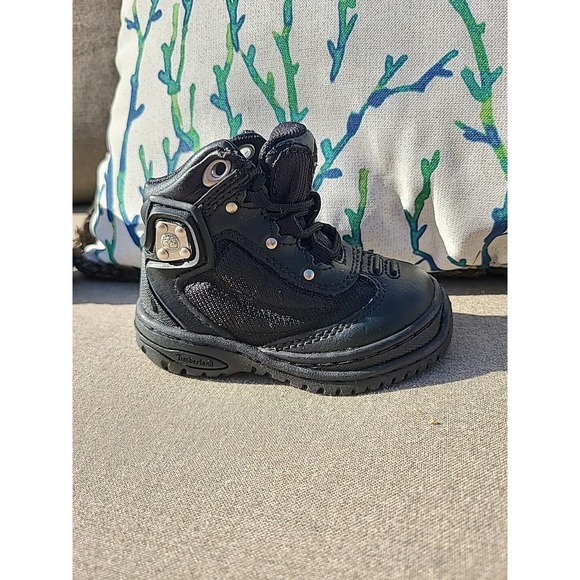 Timberland Black Baby Combat Boots - Size 4C Leather - Picture 8 of 10